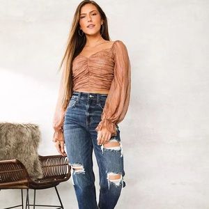 Buckle Brown Taupe blouse long sleeve